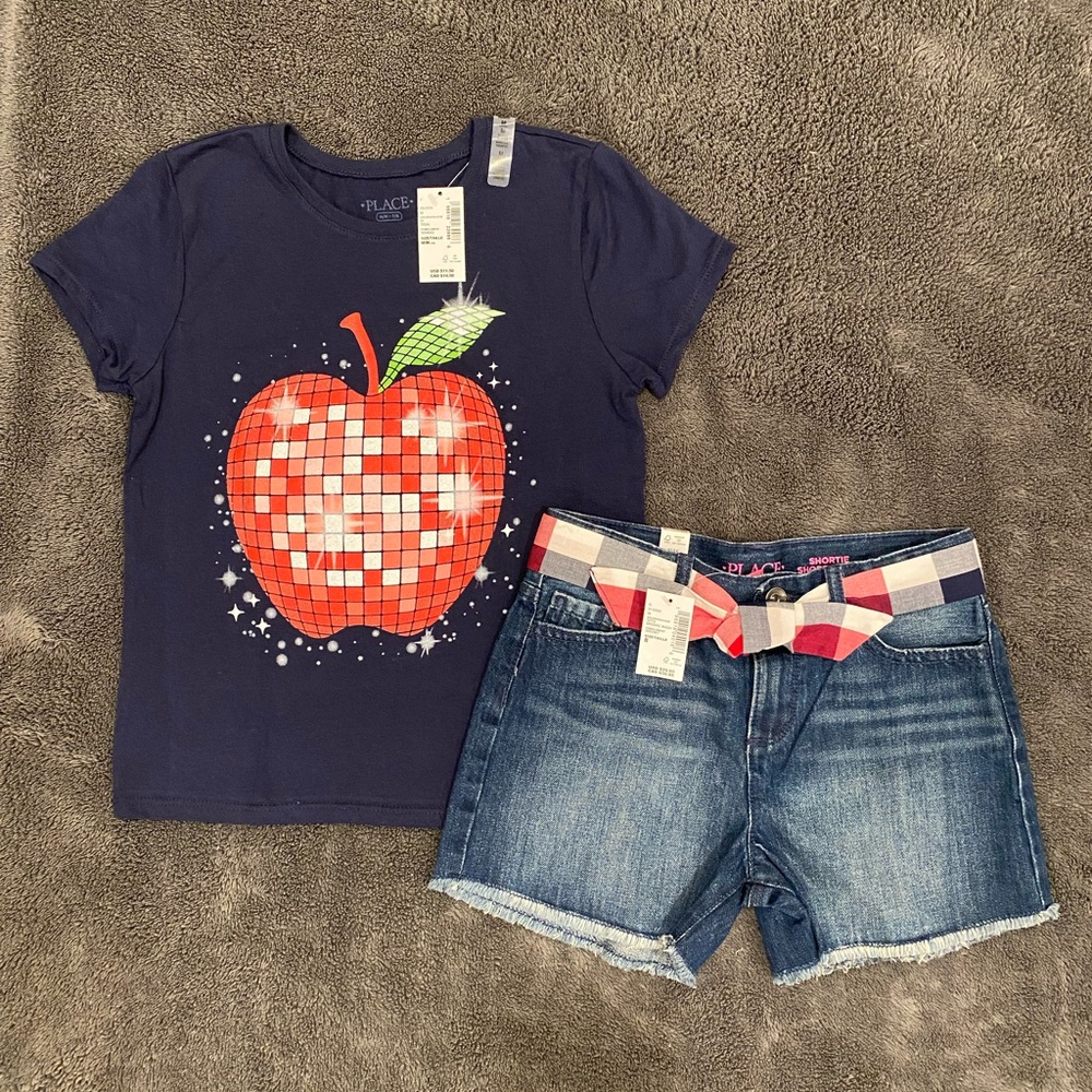 Brand New Children’s Place Girls T-shirt & Shorts Set Navy